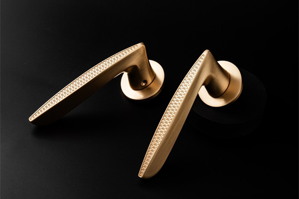 matt satin gold door handle
