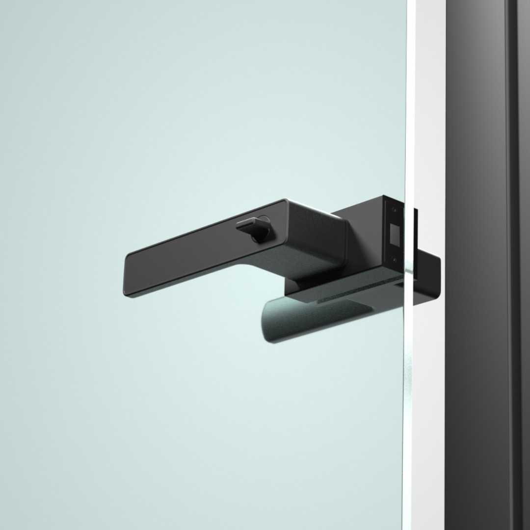 Matt black glass door lock