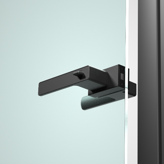 Matt black glass door lock