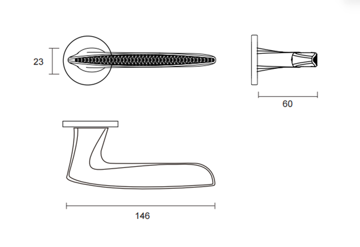 Door handle dimension drawing