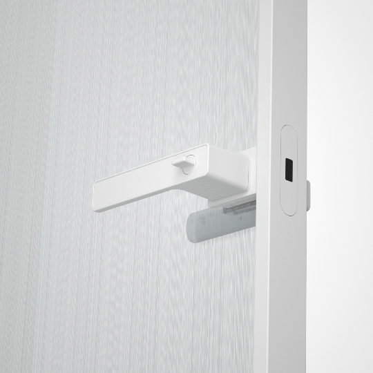 Matt white glass door lock