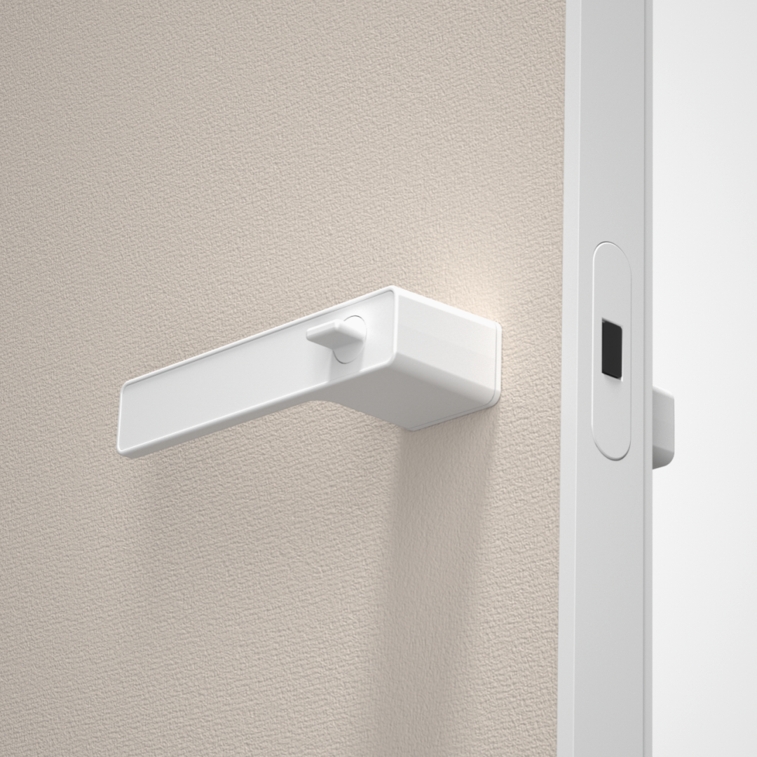 matt white wooden door handle