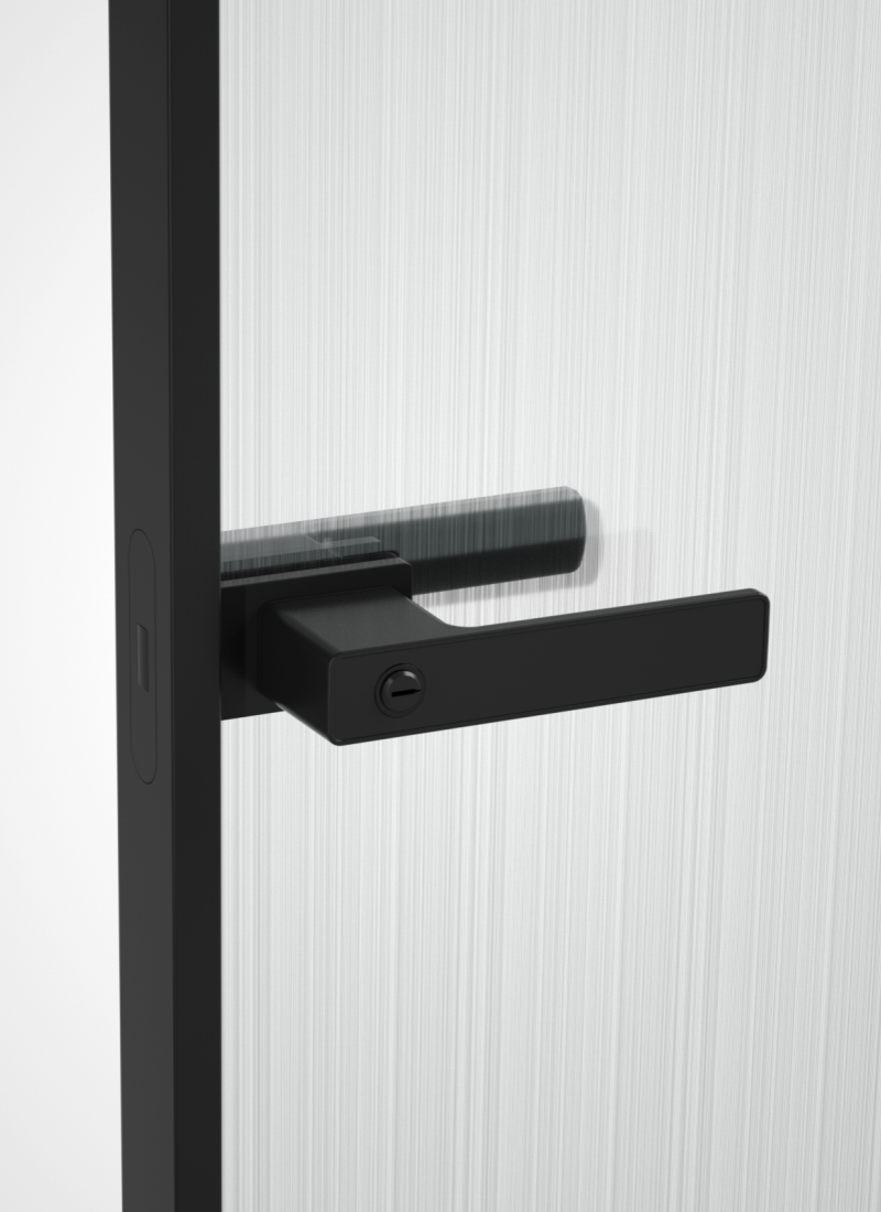 Matt black glass door lock