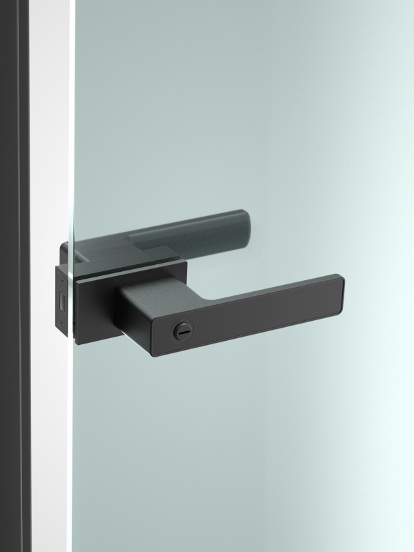 Matt black glass door lock