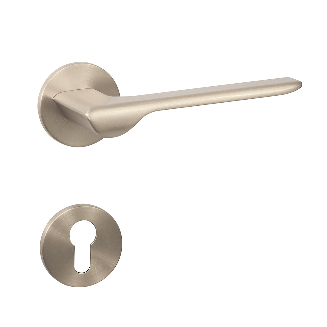 Matt satin nickel door handles