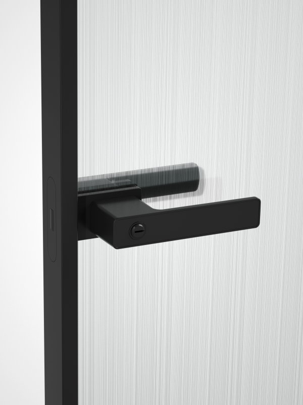 Matt black glass door lock