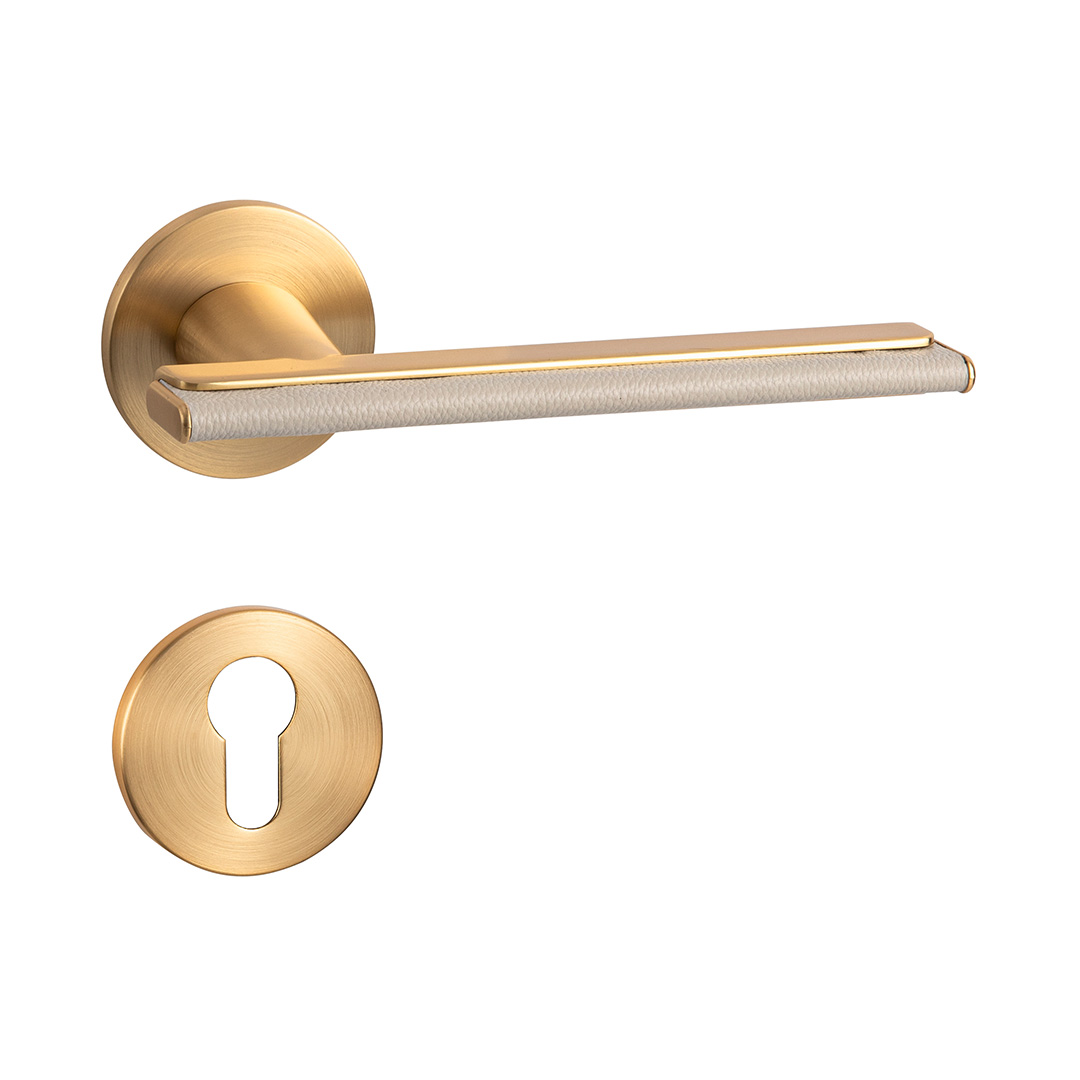 Matt gold door handles