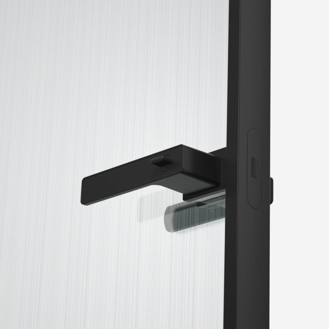 Matt black glass door lock