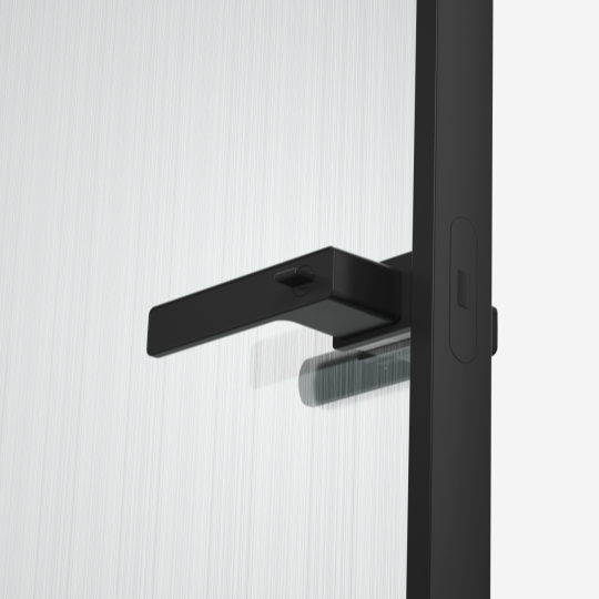 Matt black glass door lock