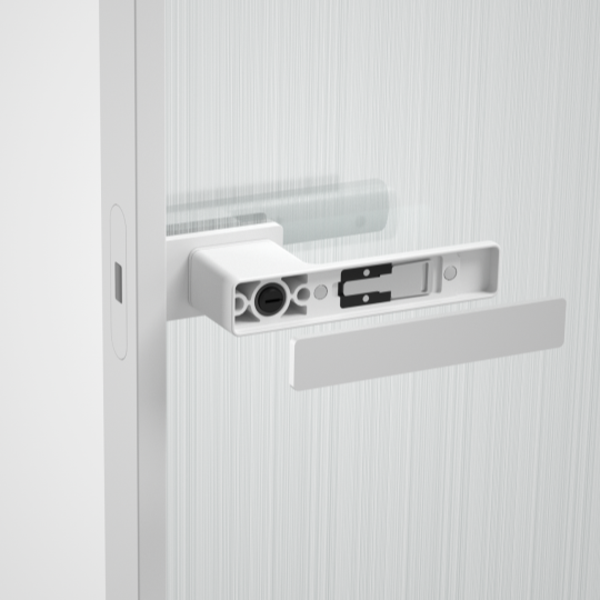 Matt white glass door lock