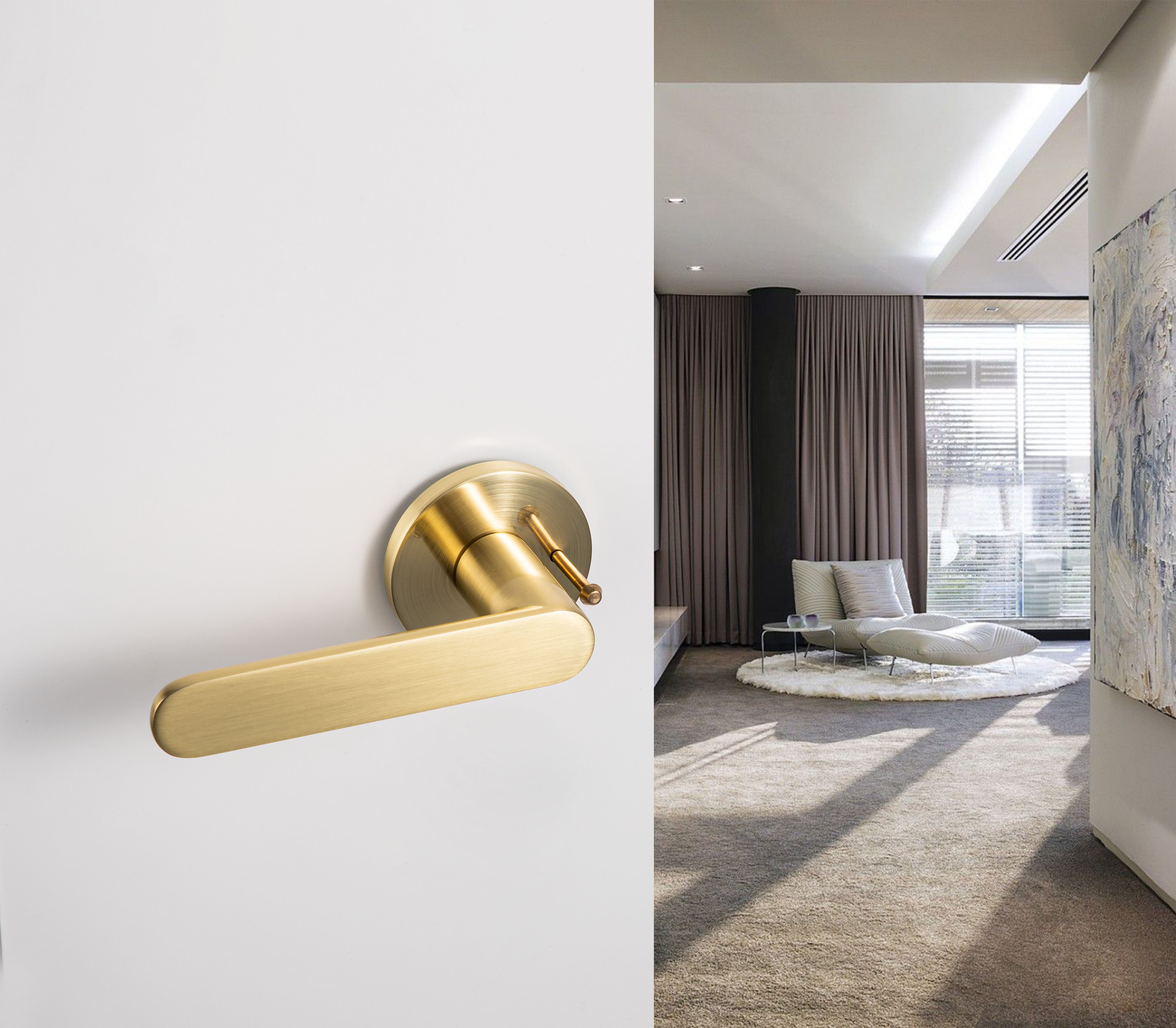 Modern craft brushed gold door handle