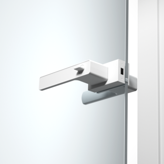 Matt white glass door lock