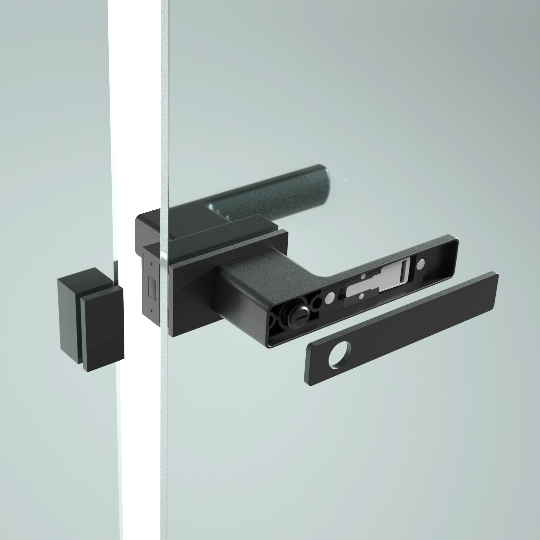 Modern matte black glass door handle