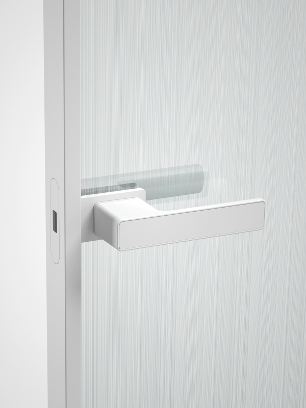 Matt white glass door lock