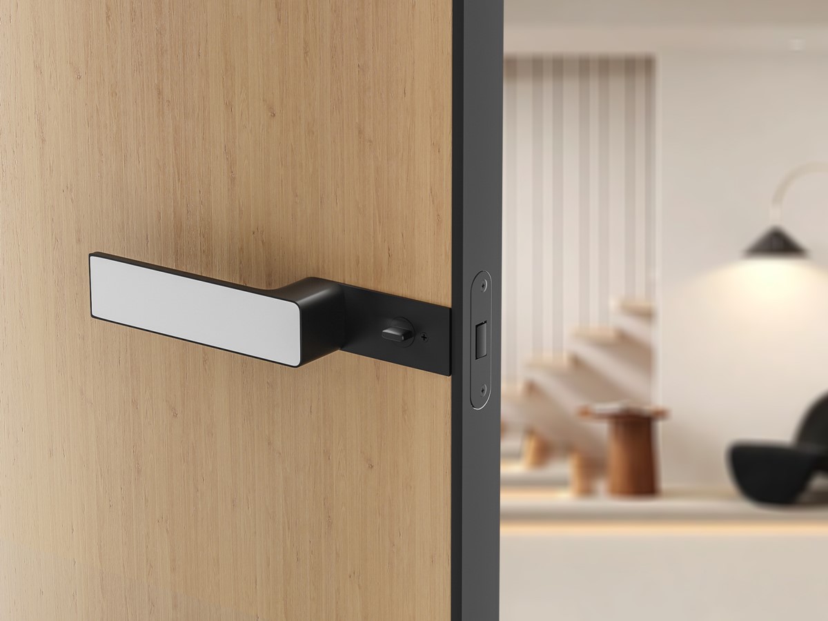 matt black Aluminum-wood door handle
