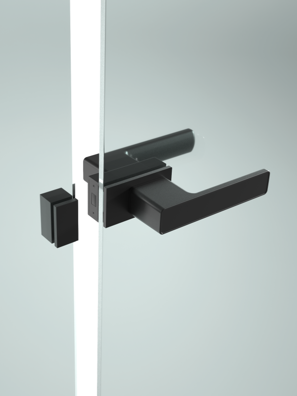 Modern matte black glass door handle