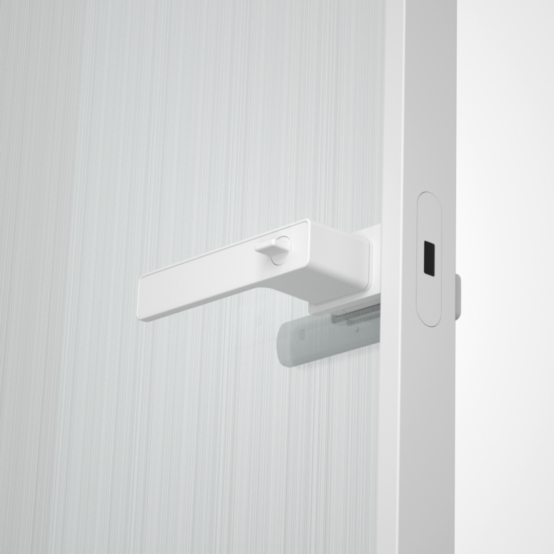 Matt white glass door lock