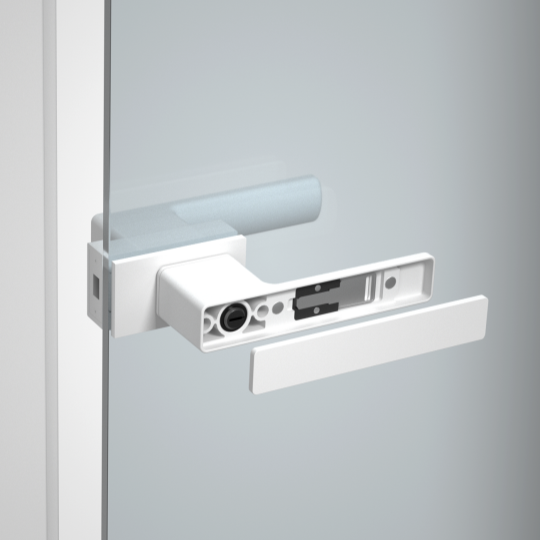 Matt white glass door lock