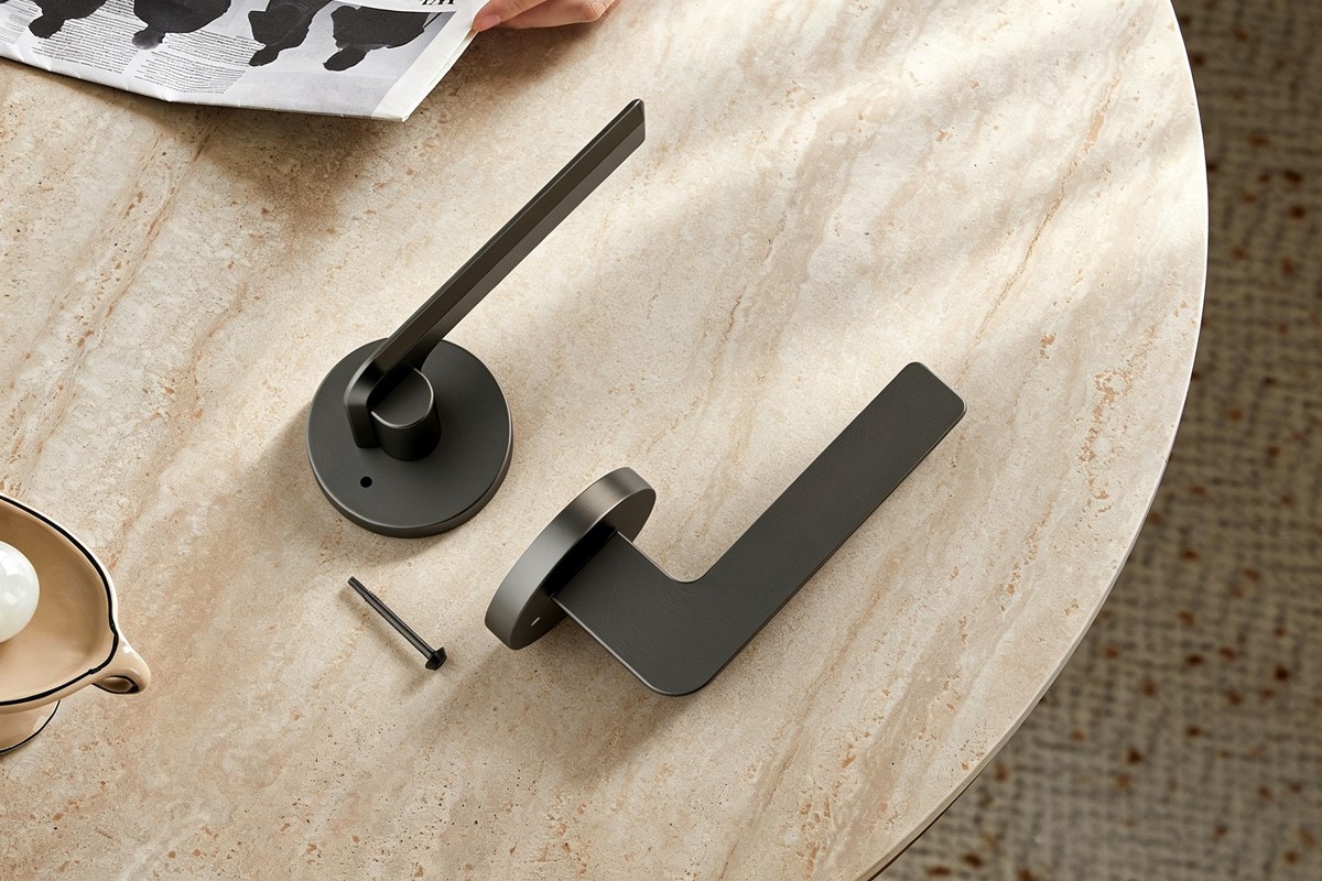 Modern matte black interior door handle