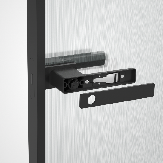 Matt black glass door lock