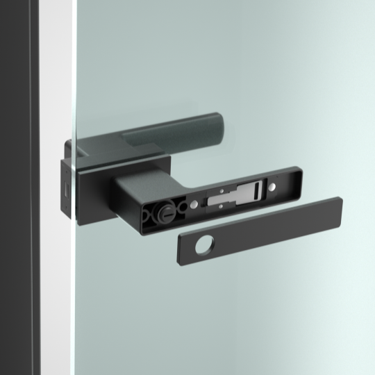 Matt black glass door lock