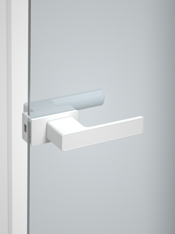 Matt white glass door lock