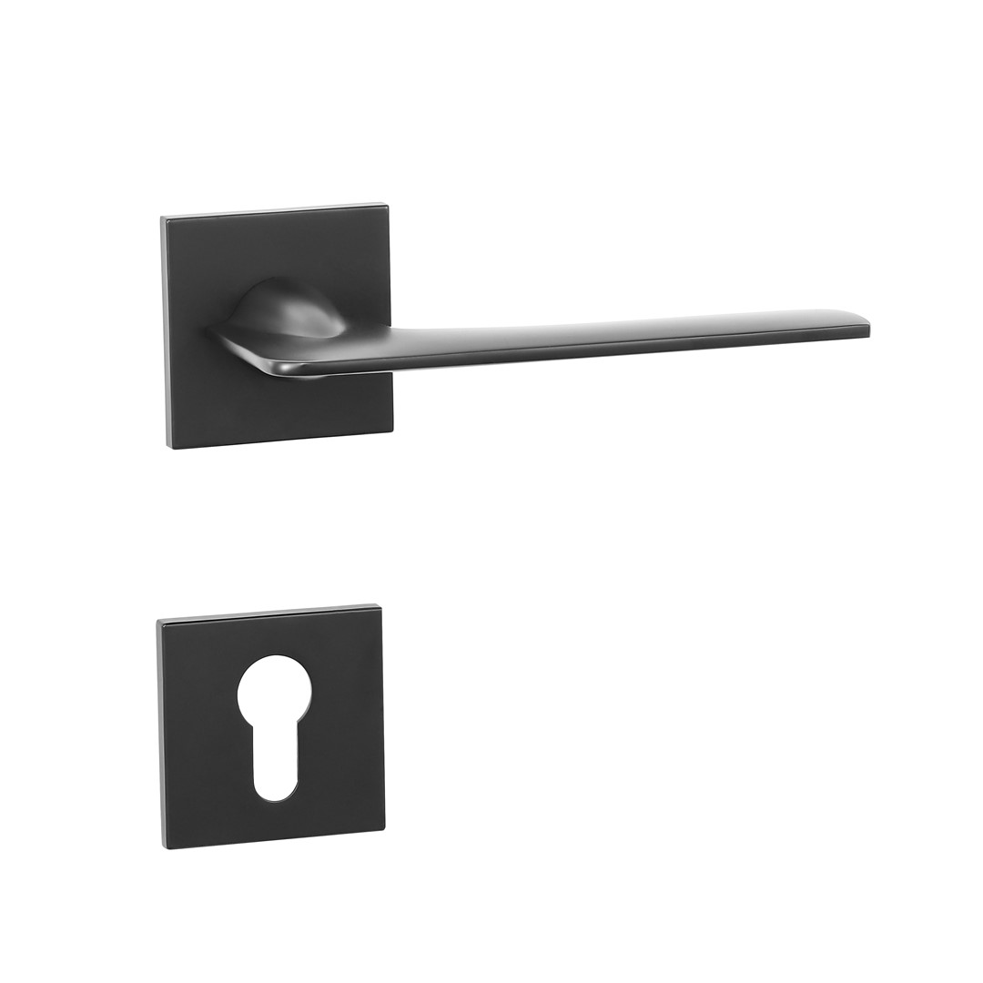 matt black wooden door lock