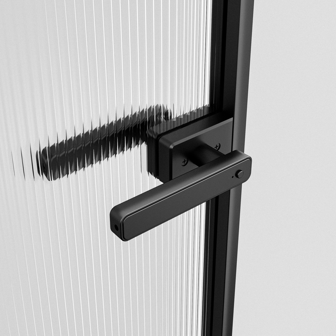 black glass smart door lock